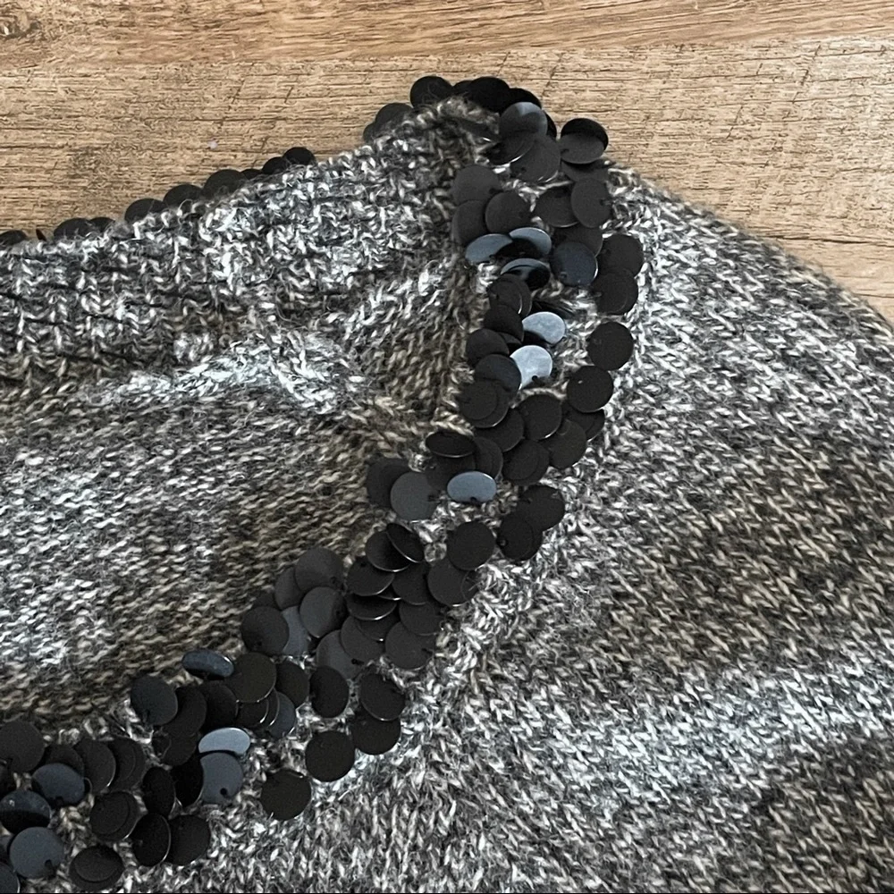 J Crew 100% Lambs Wool Sequin Gray Soft Pullover Sweater Size S